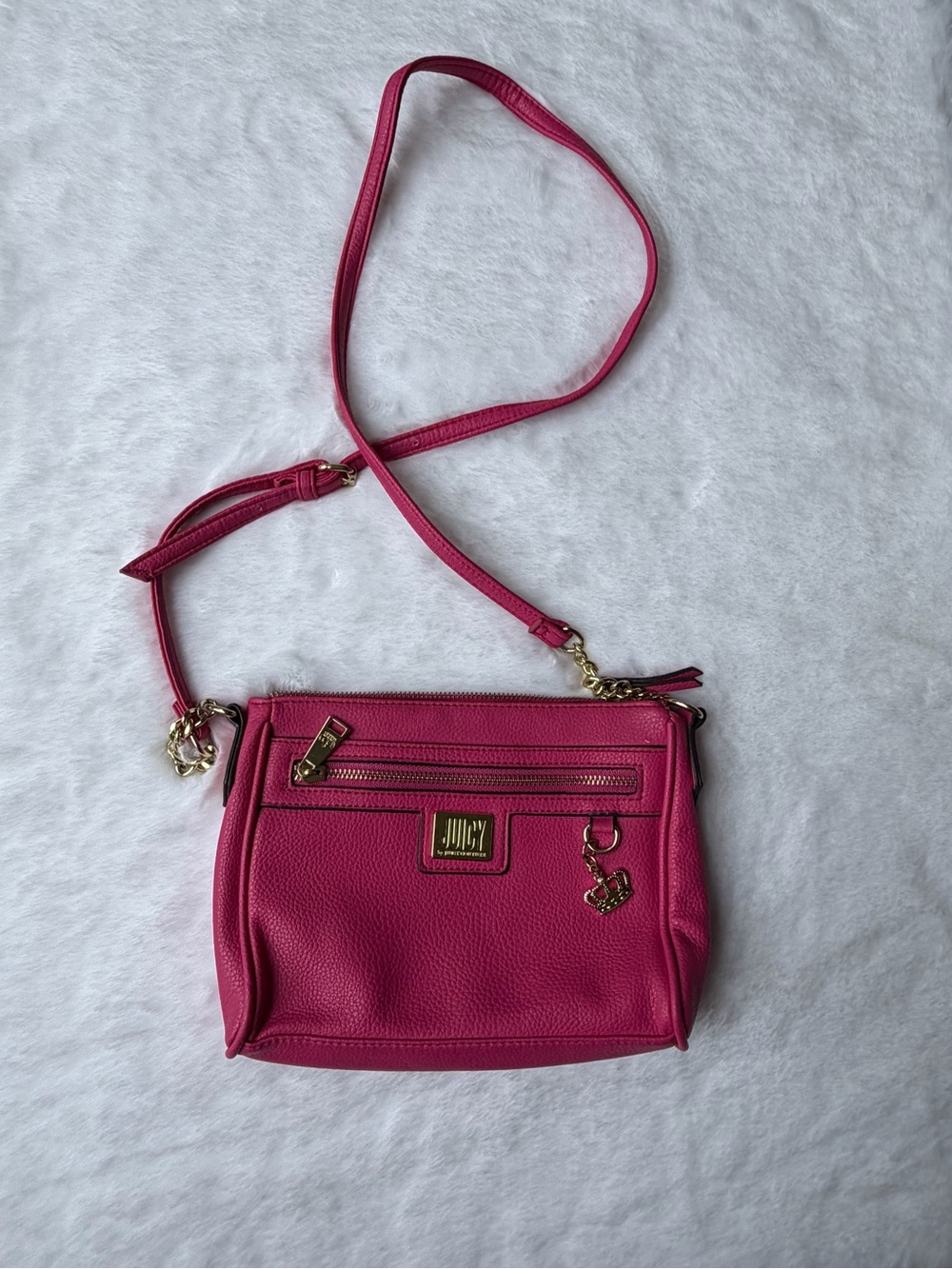 Juicy Couture Hot Pink Crossbody Bag with Gold Tone Hardware